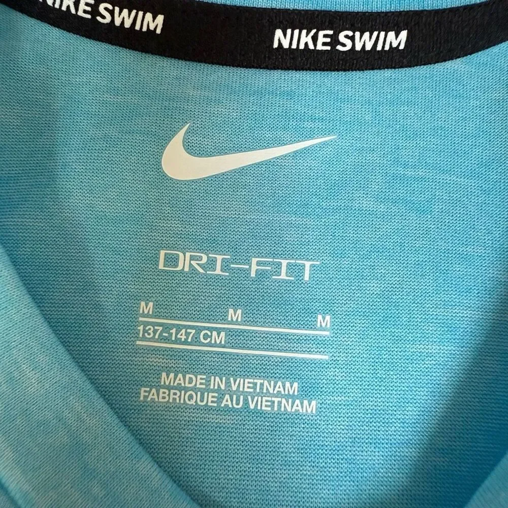 Nike Boy's Heather blue Short Sleeve Hydroguard Swim Shirt Sz M 10/12 NWT